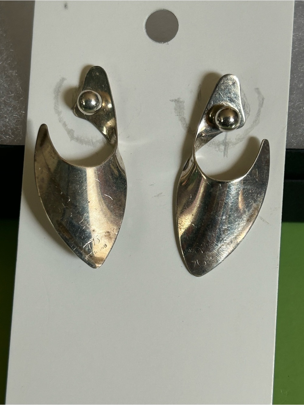 Sterling Silver Sculptural Drop Earrings - Silver